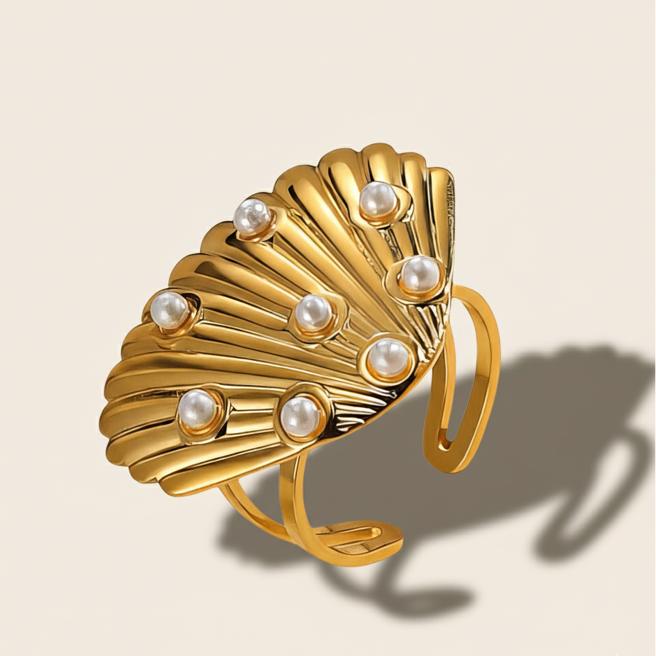 The Pearl Fan Statement Ring