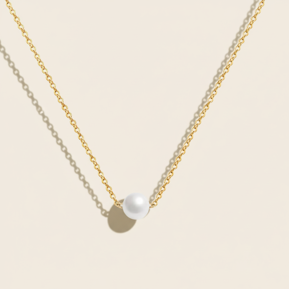 The Timeless Solitaire Pearl Necklace